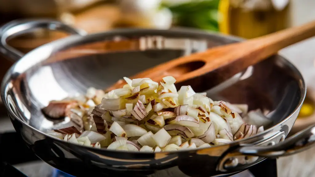 baked ziti - saut onions with garlic