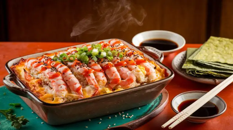 baked sushi casserole dish