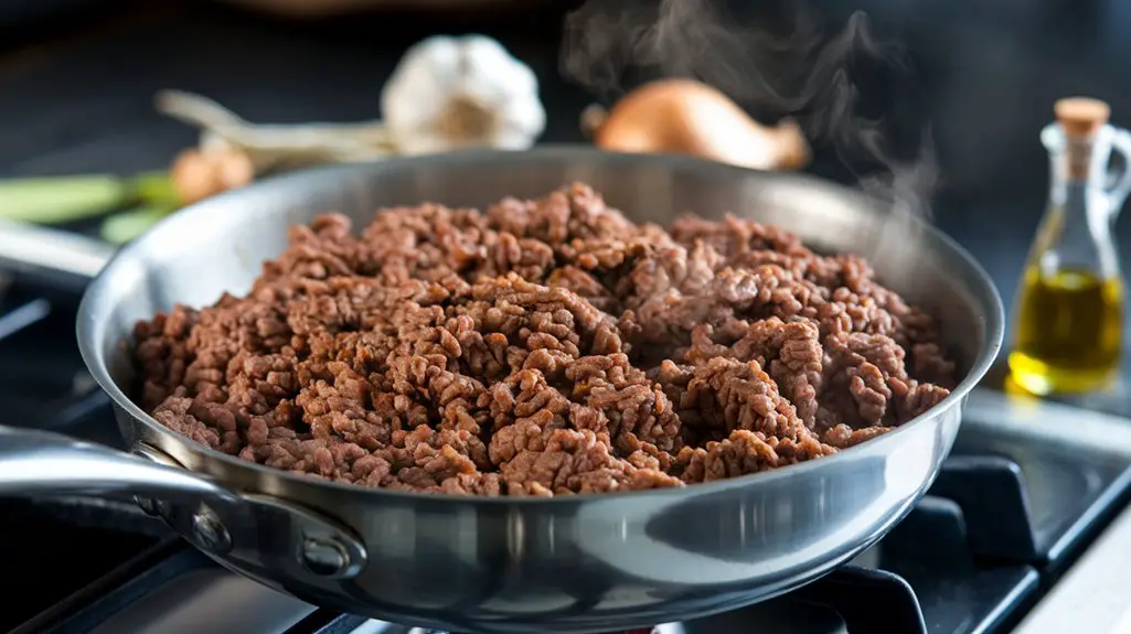 brown meat in skillet
