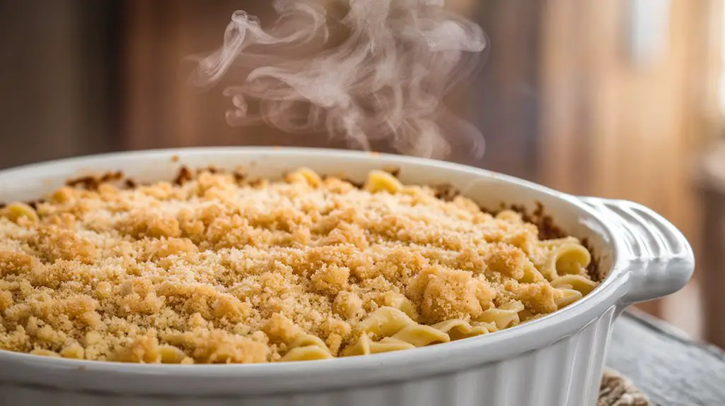 buttery breadcrumbs topping added