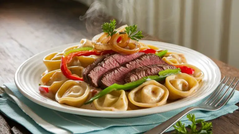 cheesy tortellini with steak