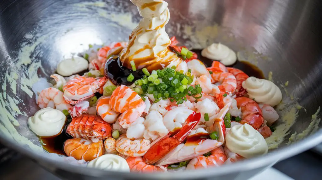 combine seafood and condiments