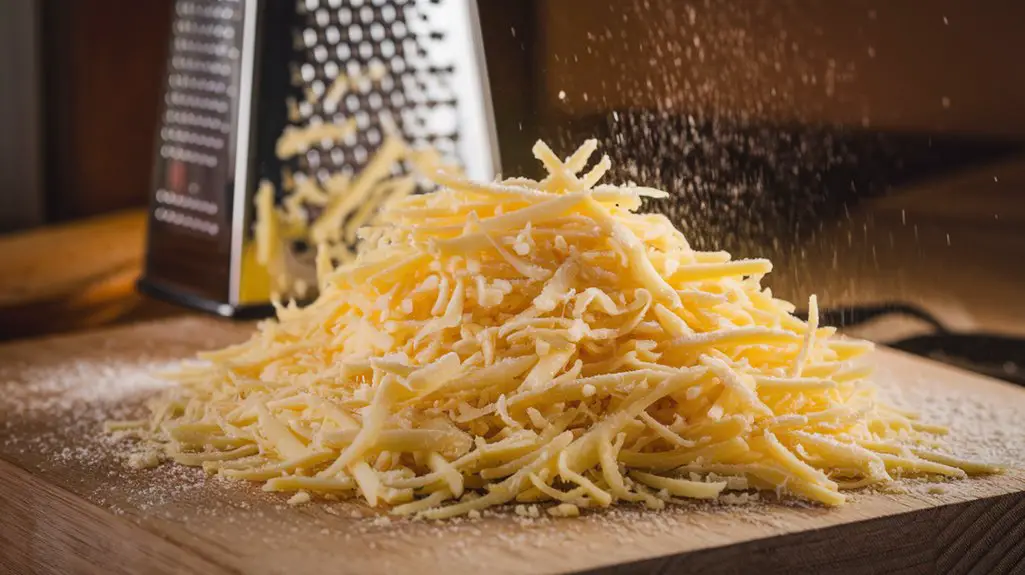 grate cheeses with cornstarch