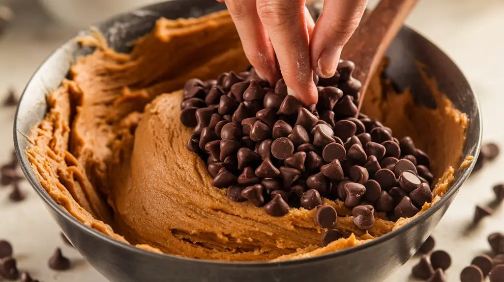 incorporate chocolate chips gently