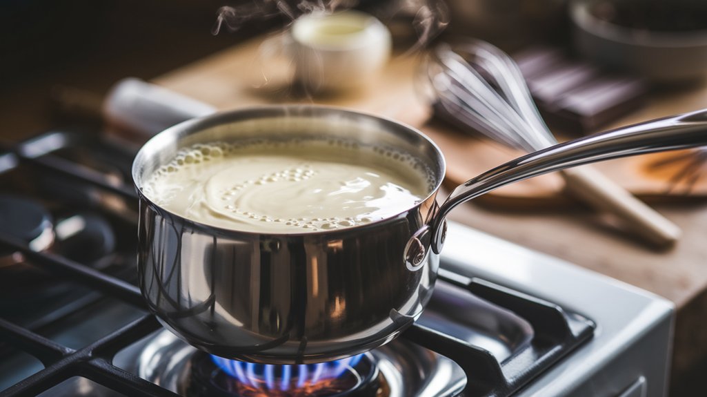 simmer cream until hot