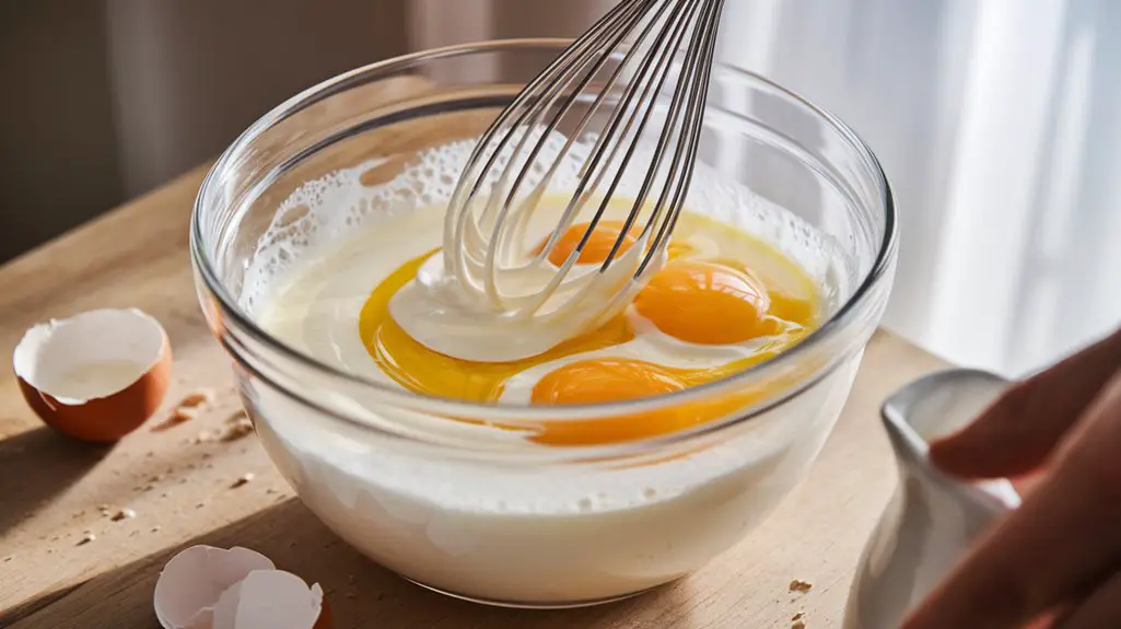 whisk eggs with cream