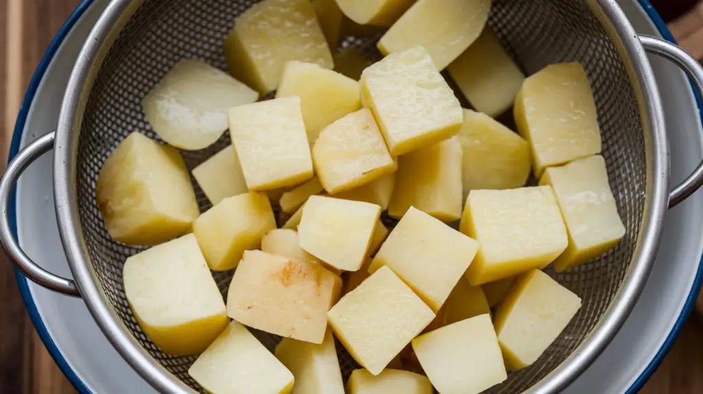 Chopped Potatoes in Colander