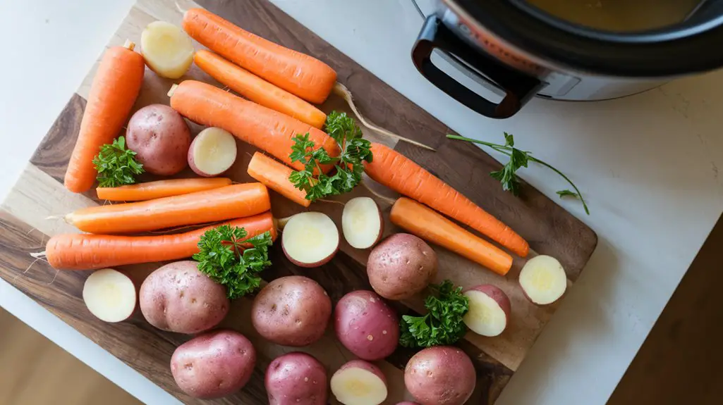 add carrots and potatoes