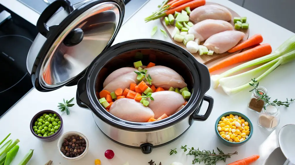 add ingredients to cooker