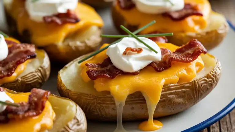 bacon filled cheesy potato skins