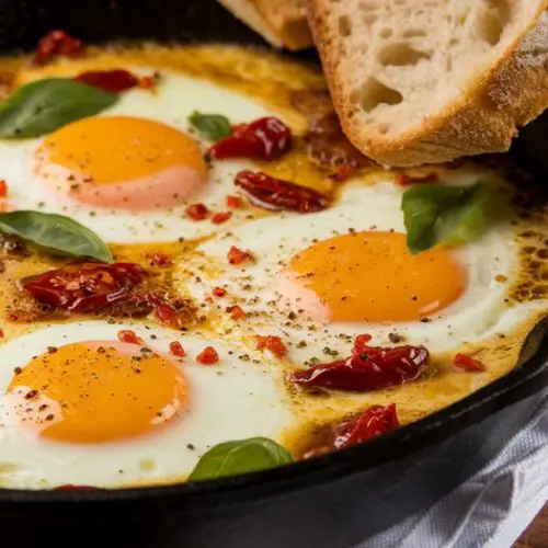 baked feta and eggs