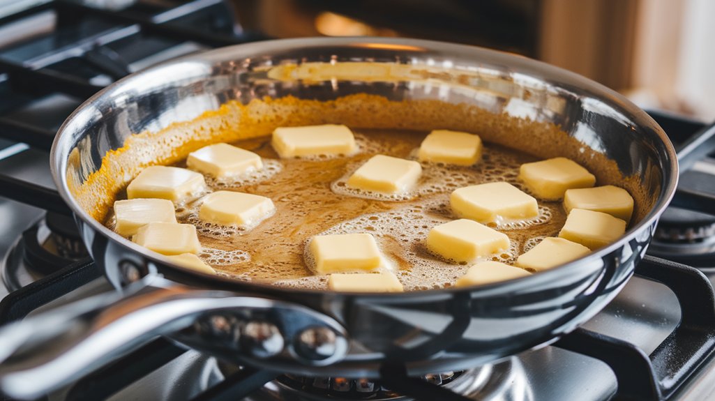 butter melting in skillet