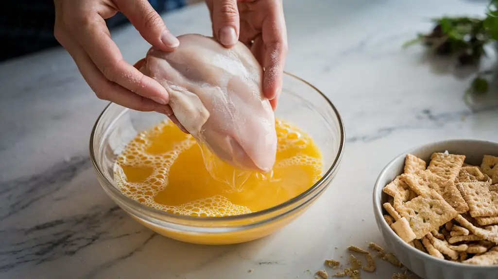 coat chicken with egg