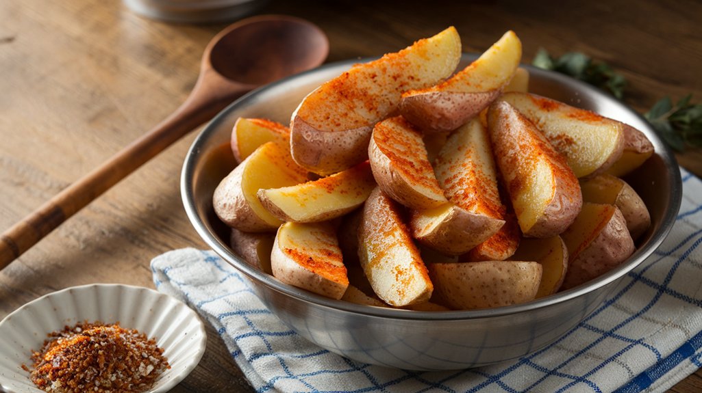 coat wedges with seasoning