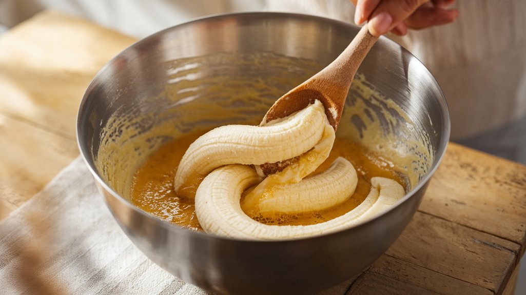 combine bananas and butter