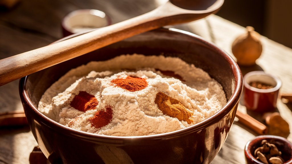 combine spices and flour