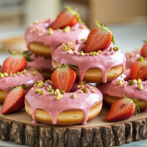 delicious strawberry cake donuts