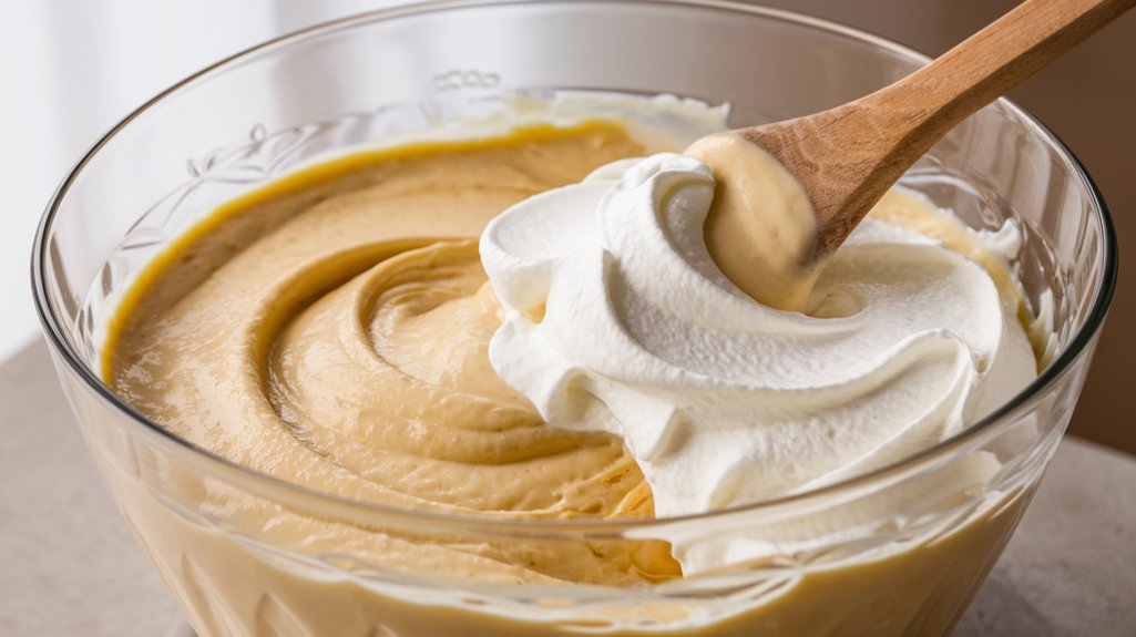 fold cream into pudding