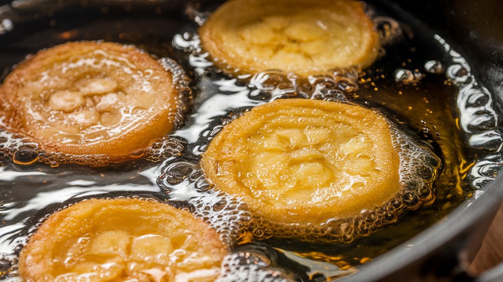 fry batter until golden