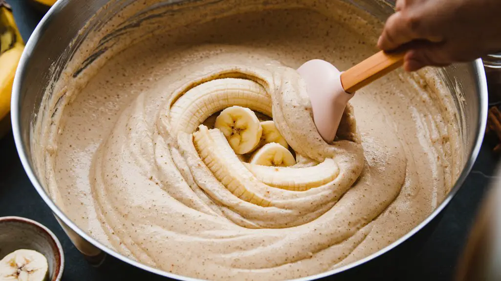 gently fold in bananas