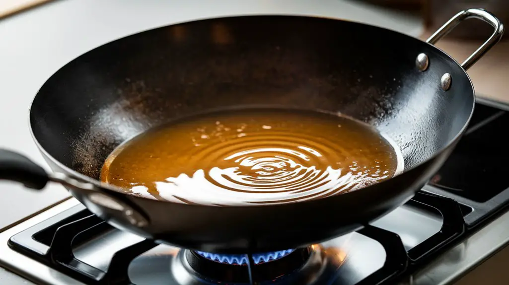 heat oil in wok