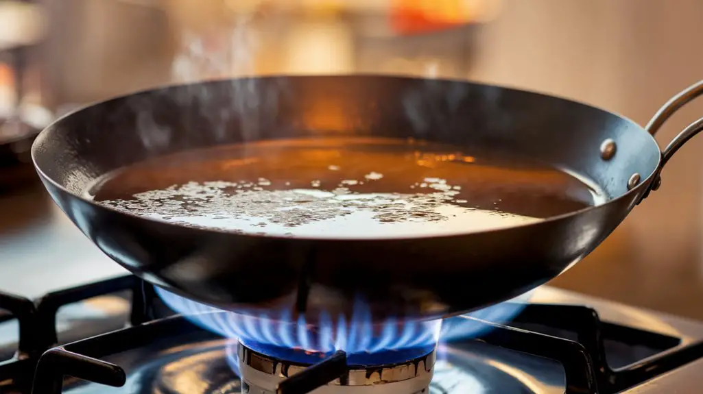 heat oil in wok