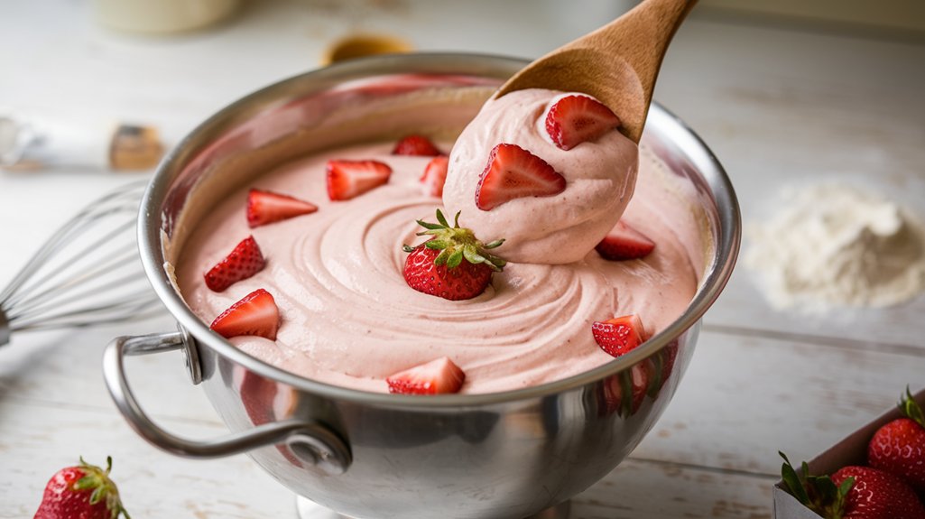 incorporate strawberries into batter