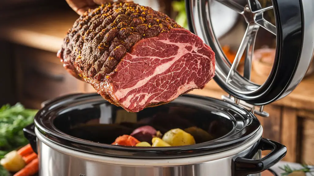 insert brisket into cooker