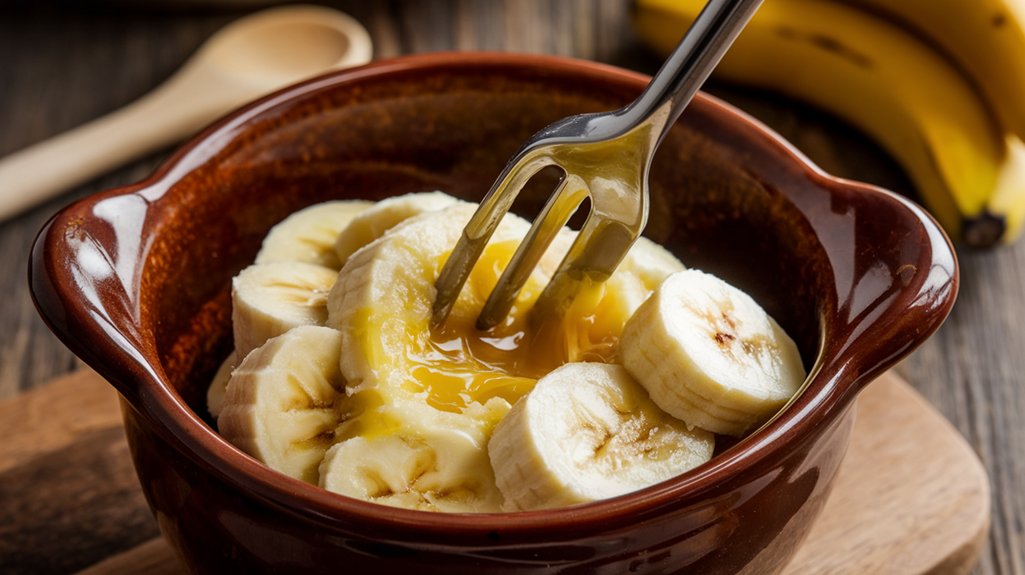 mash bananas with butter
