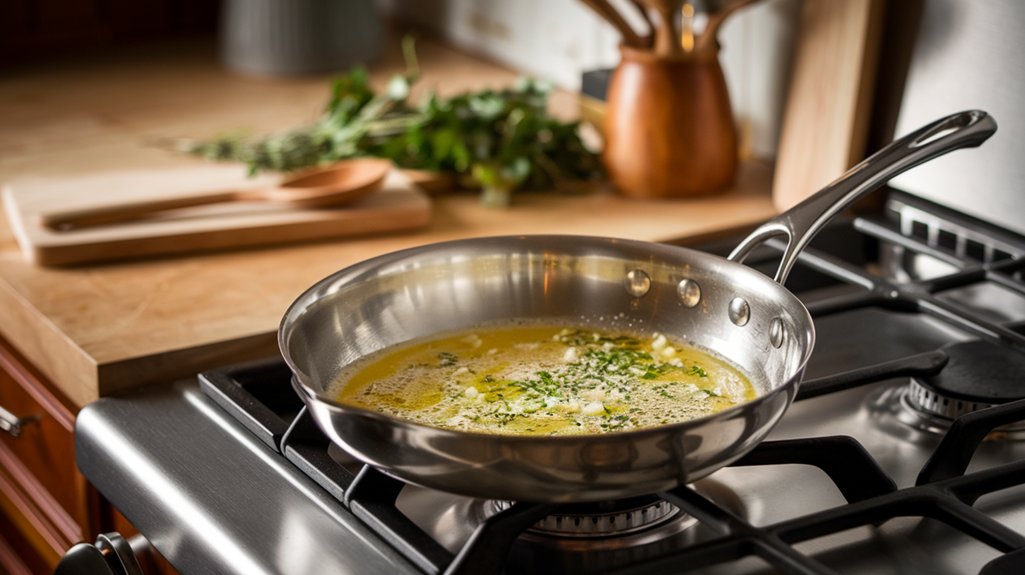 melt butter and saut garlic