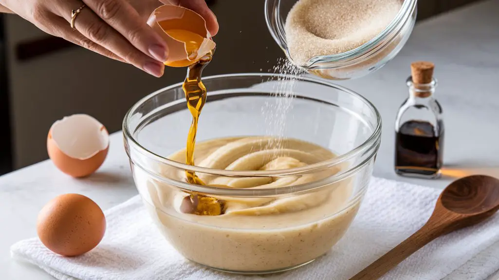 mix in sugar egg