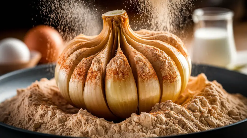 onion coated in flour