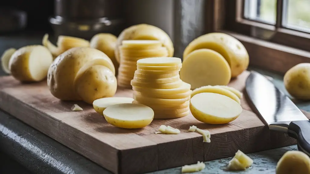 peel and slice potatoes