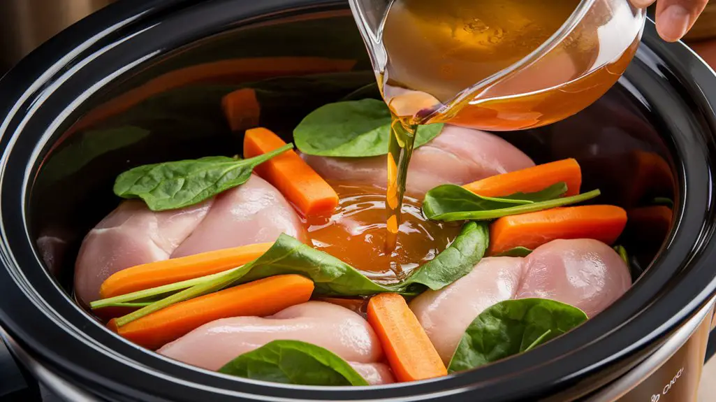 pour broth over ingredients