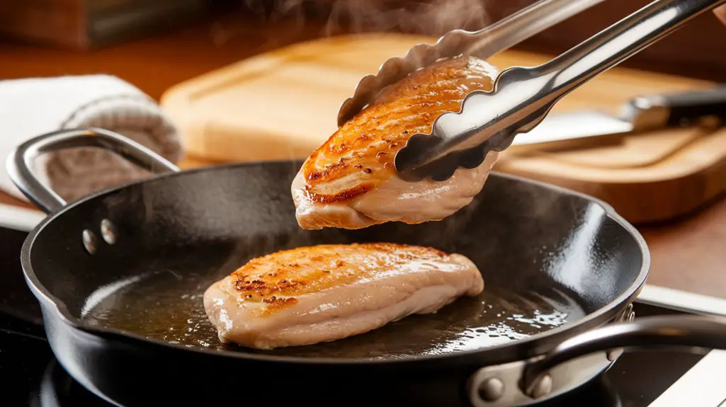 remove chicken and set aside
