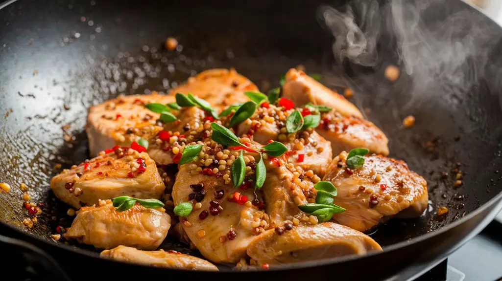 saut chicken in wok