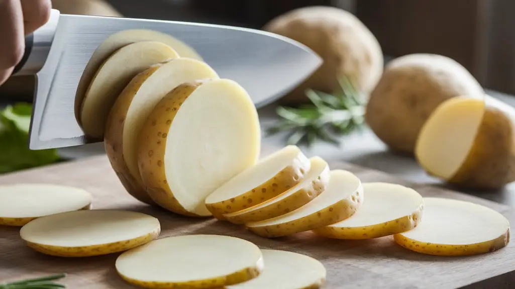 slice potatoes into rounds