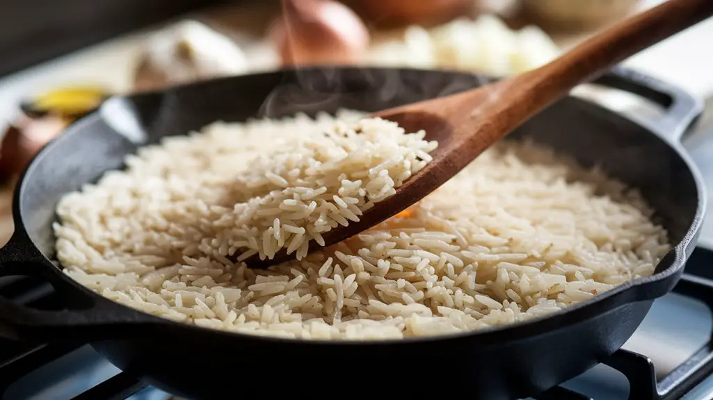 toast rice in skillet
