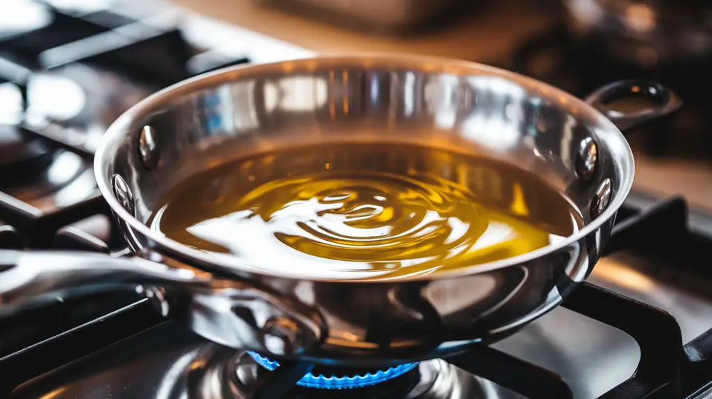 warm olive oil skillet