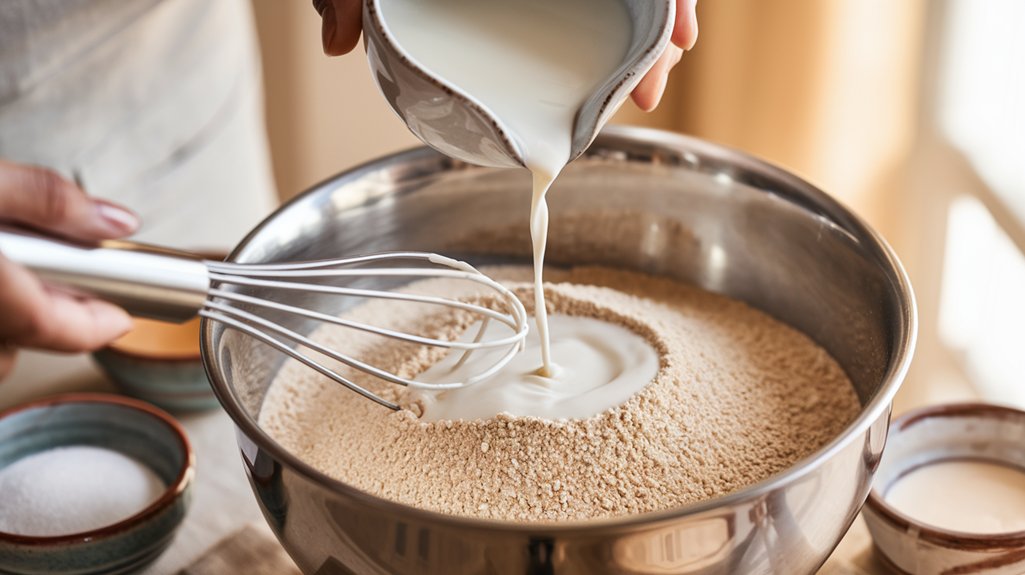 whisk milk into mixture