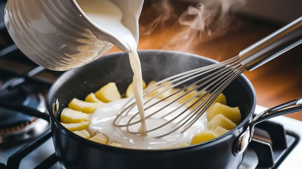 whisk milk into roux