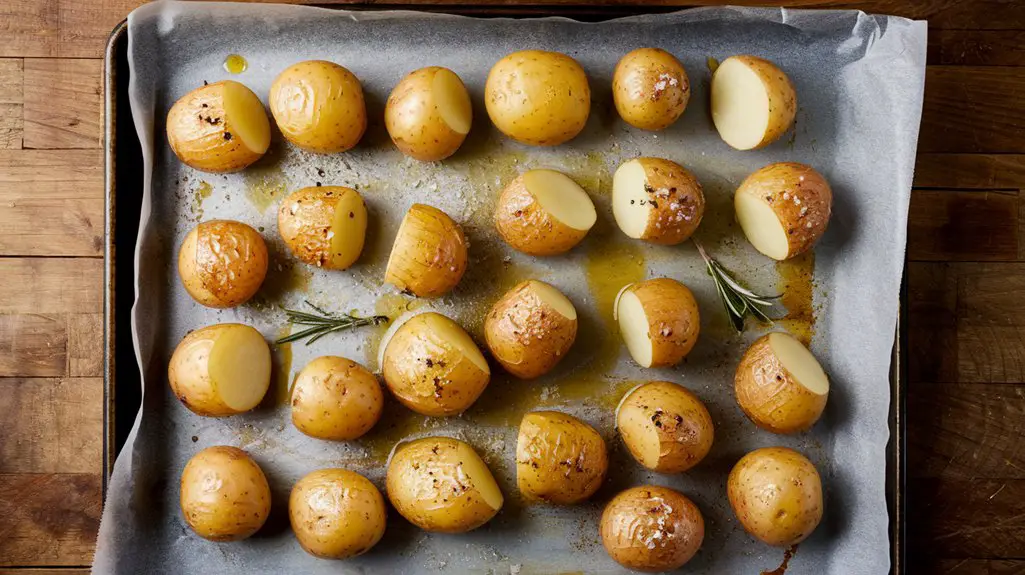 arrange potatoes on sheet