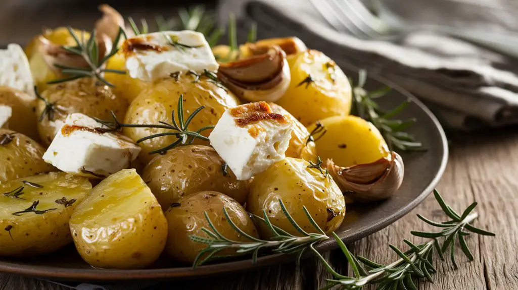 baked feta garlic potatoes