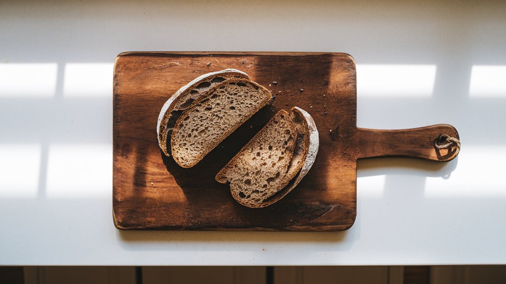 bread placed on board