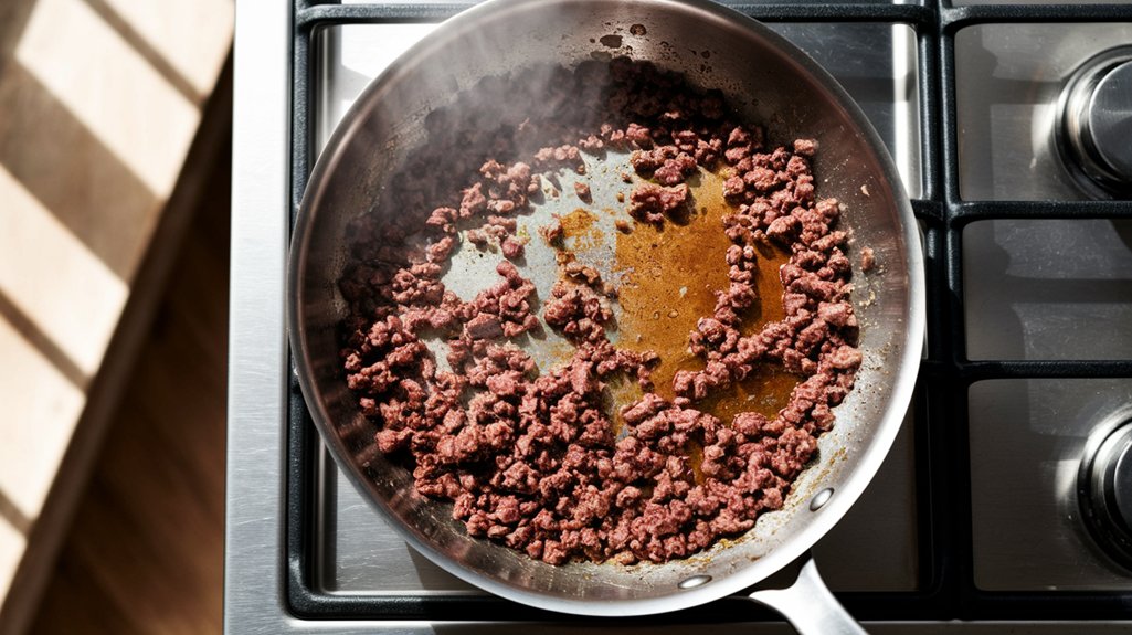brown beef in skillet