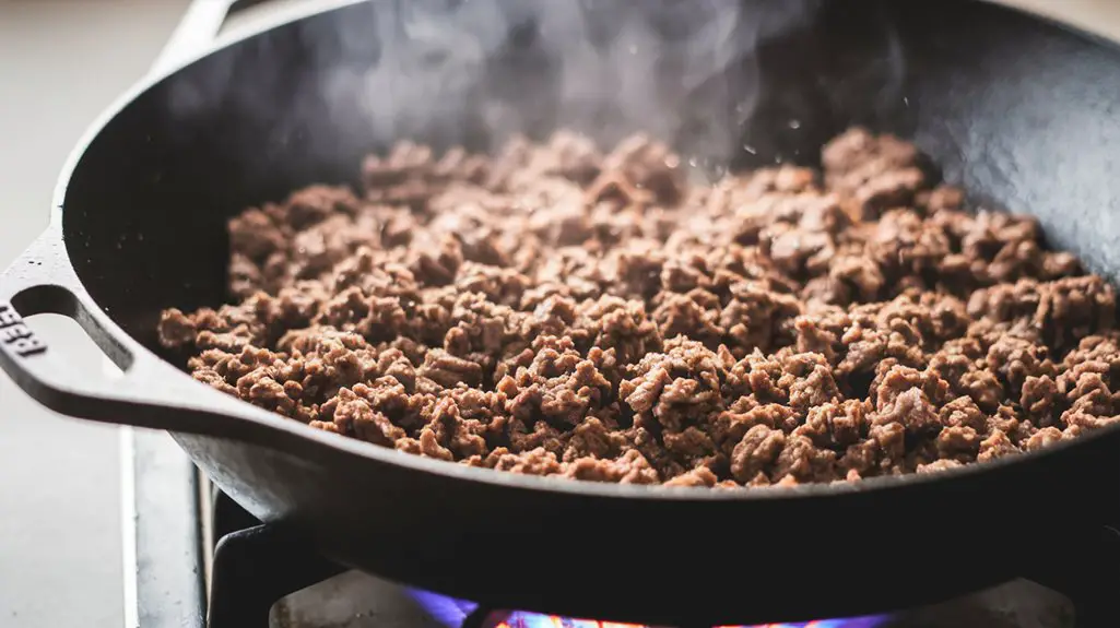 brown beef in skillet