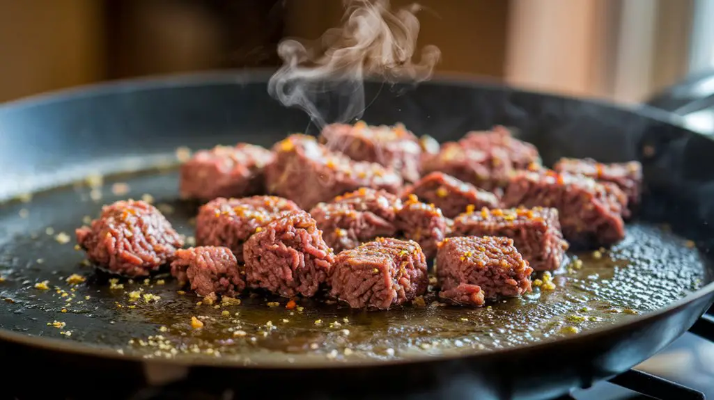 brown beef with seasoning
