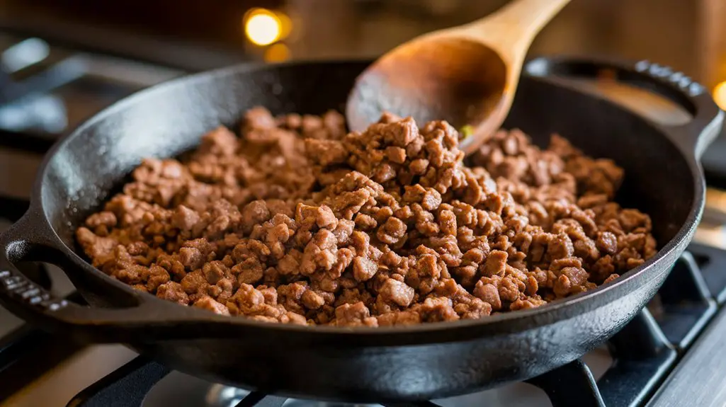 brown beef with spoon