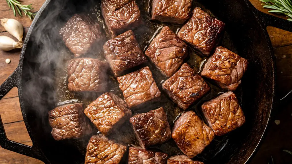 brown lamb cubes thoroughly