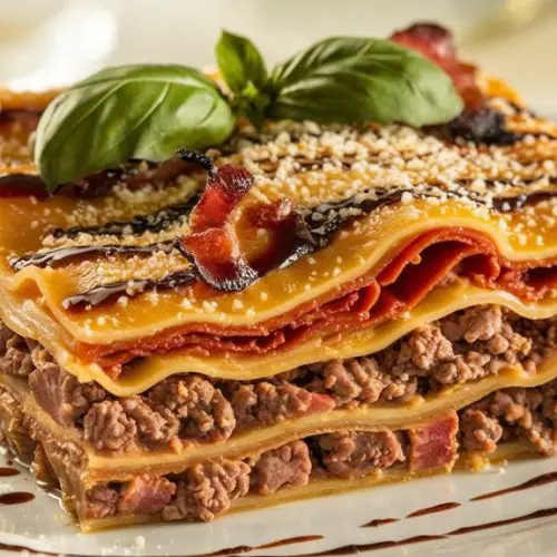 cheeseburger lasagna with bacon